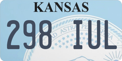 KS license plate 298IUL