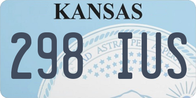 KS license plate 298IUS