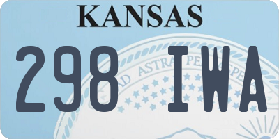 KS license plate 298IWA