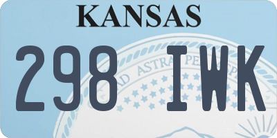 KS license plate 298IWK