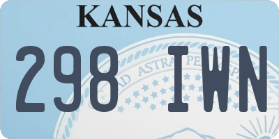 KS license plate 298IWN