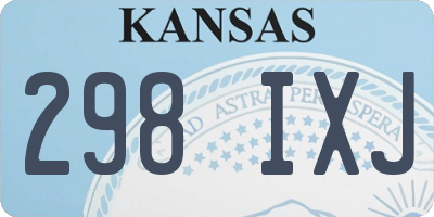 KS license plate 298IXJ