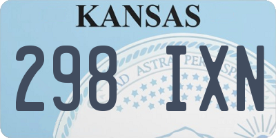 KS license plate 298IXN