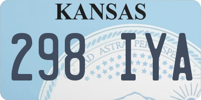 KS license plate 298IYA