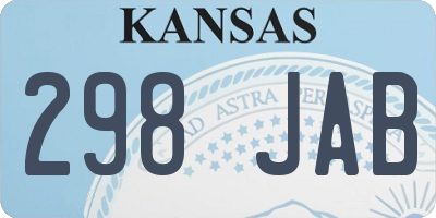 KS license plate 298JAB