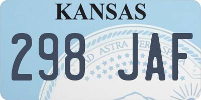 KS license plate 298JAF