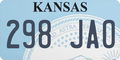 KS license plate 298JAO