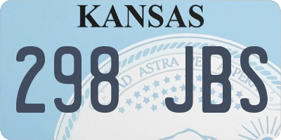 KS license plate 298JBS