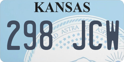 KS license plate 298JCW