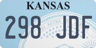 KS license plate 298JDF