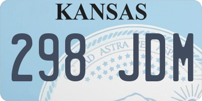 KS license plate 298JDM