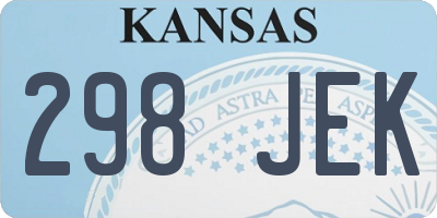 KS license plate 298JEK