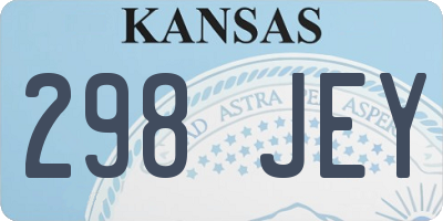 KS license plate 298JEY