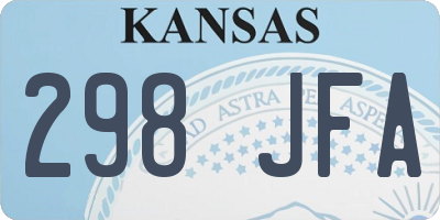 KS license plate 298JFA