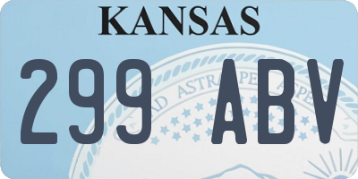 KS license plate 299ABV