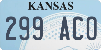 KS license plate 299ACO