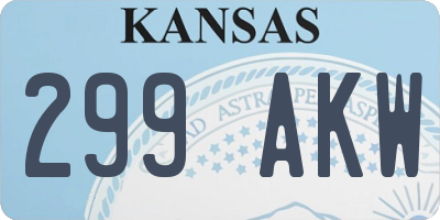 KS license plate 299AKW
