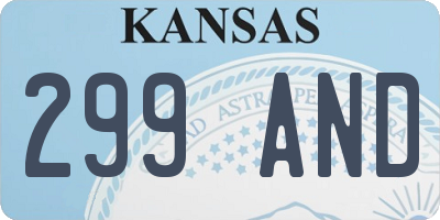 KS license plate 299AND
