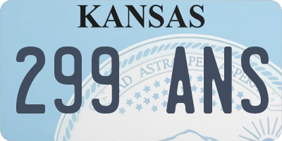 KS license plate 299ANS