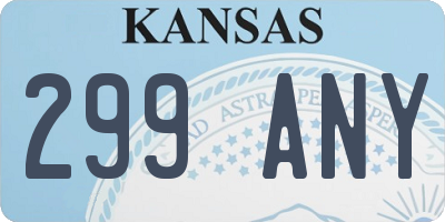 KS license plate 299ANY