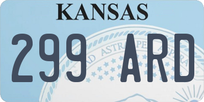 KS license plate 299ARD