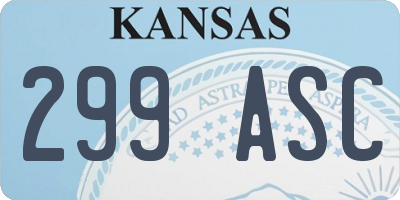 KS license plate 299ASC