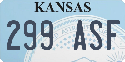 KS license plate 299ASF