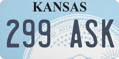 KS license plate 299ASK