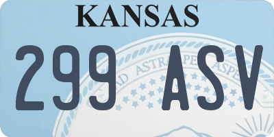KS license plate 299ASV