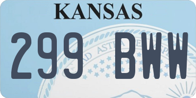 KS license plate 299BWW