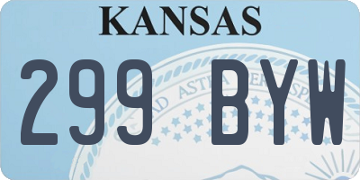 KS license plate 299BYW