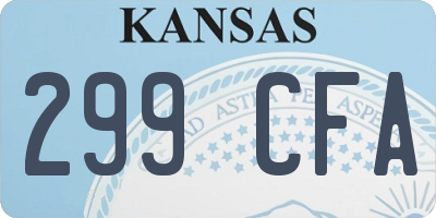 KS license plate 299CFA