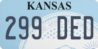 KS license plate 299DED