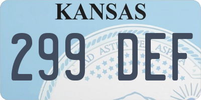 KS license plate 299DEF
