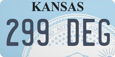 KS license plate 299DEG