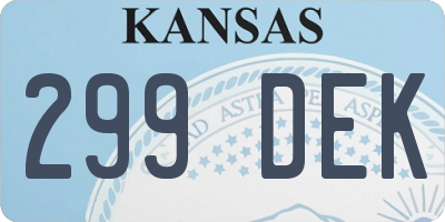 KS license plate 299DEK