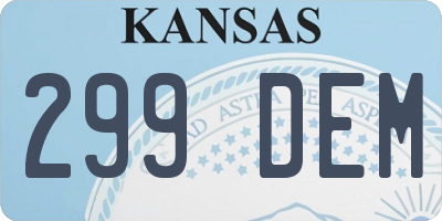 KS license plate 299DEM