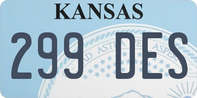 KS license plate 299DES