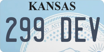 KS license plate 299DEV