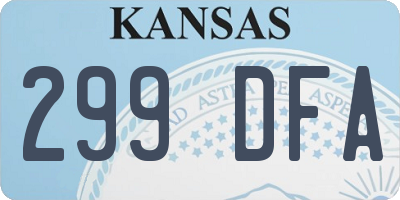 KS license plate 299DFA