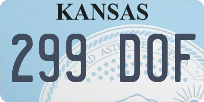 KS license plate 299DOF