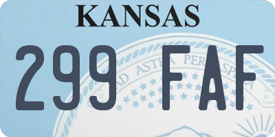 KS license plate 299FAF