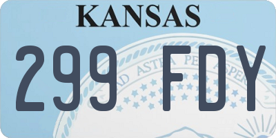 KS license plate 299FDY