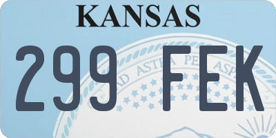 KS license plate 299FEK