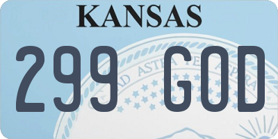KS license plate 299GOD