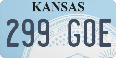 KS license plate 299GOE