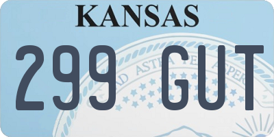 KS license plate 299GUT