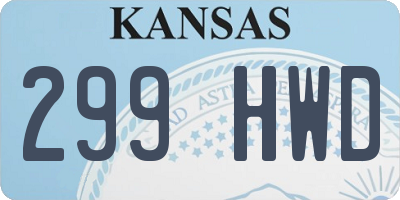 KS license plate 299HWD