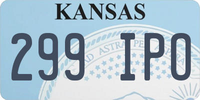 KS license plate 299IPO