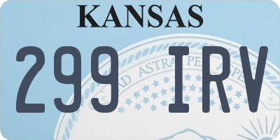 KS license plate 299IRV
